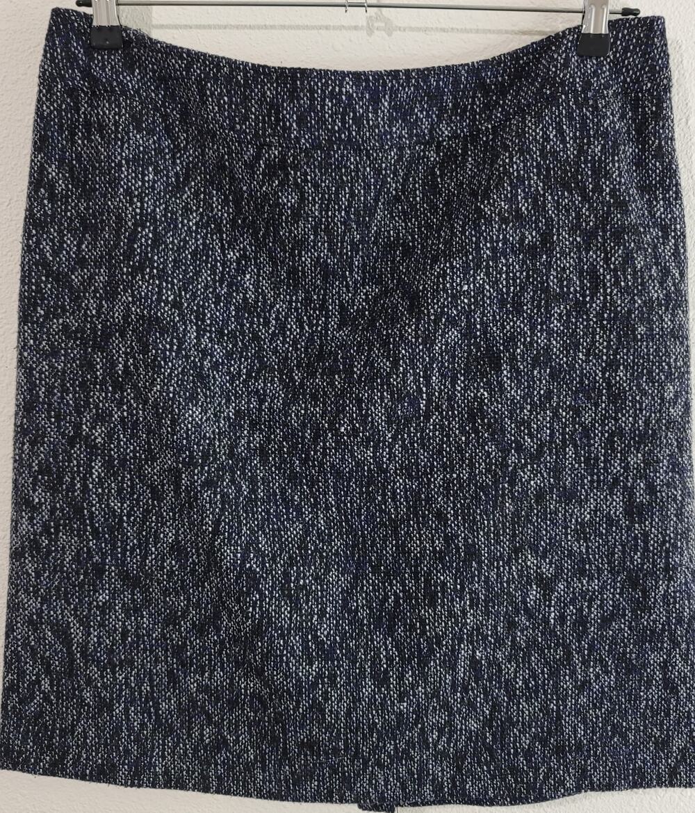 Tahari Black White Blue Marled Pencil Skirt 16 Lightweight Lined Above The Knee